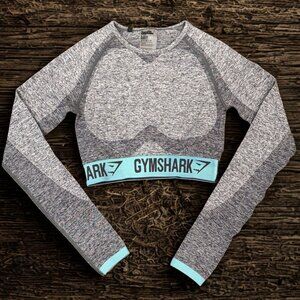 Gymshark Women’s XS Grey Marl Seamless Long Sleeve Crop Top - Like New